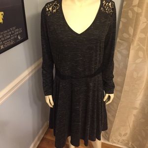 Gray dress with black lace detail